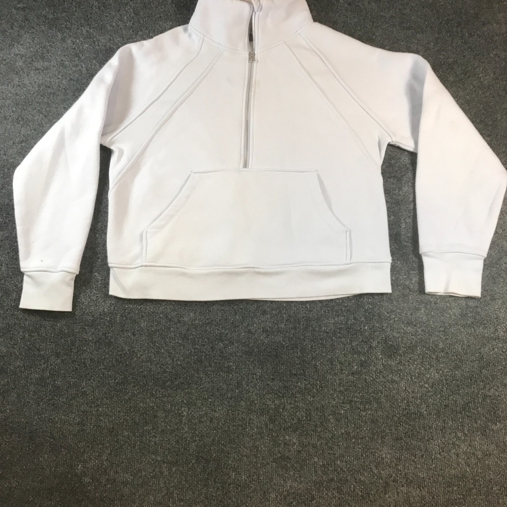 Danskin Sweatshirt Womens Large White Fleece Lined Half Zip Mock Neck Outdoor